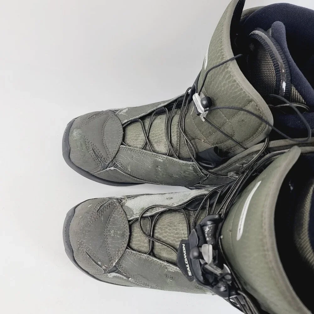 Salomon Men's Green Black Self F22 Leather Mid-Calf Snowboarding Boot‎ Size 9